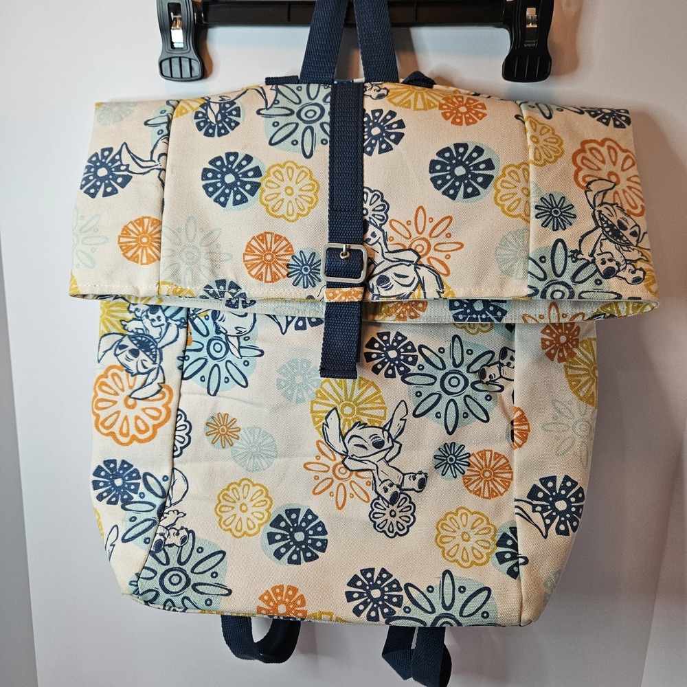 Disney Parks Lilo & Stitch Lg Travel Bag Backpack Canvas Snap Close Excell Cond